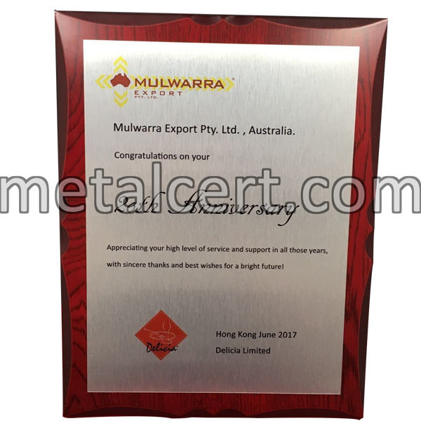 金屬證書 - Malwarra export