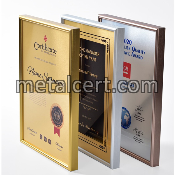 金屬證書 - 金銀銅鋁合金證書框
